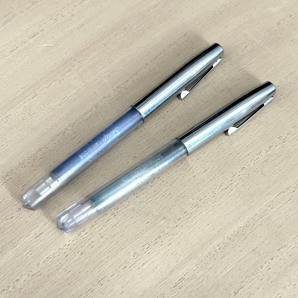 VTG Sheaffer School Transparent Fountain Pens Chrome Cap Fine Nib Lot of 2